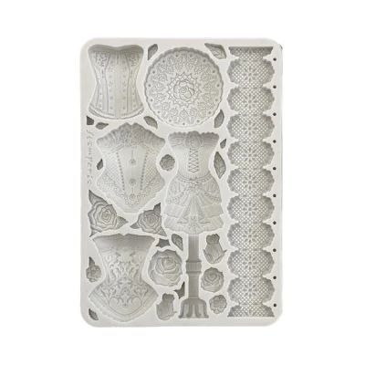 Abbildung von Stamperia Silicon Mould A5 for Scrapbooks, Bullet Journals and More, Non Stick, Suitable Air Dry Clay, Resin Perfect Crafts Gifting (Old Lace, Mannequin Corsets)