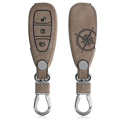 Abbildung von kwmobile Autoschlüssel Hülle kompatibel mit Ford 3 Tasten Keyless Go Kunstleder Schutzhülle Schlüsselhülle Braun