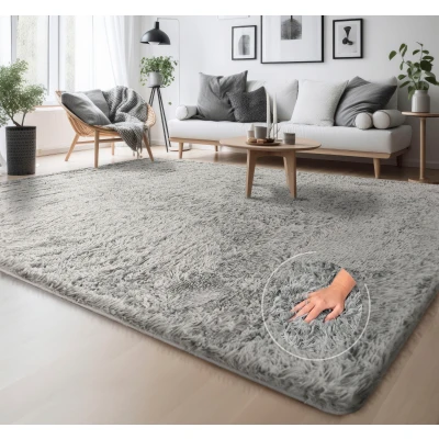 Abbildung von Home affaire Hochflor Teppich &quot;Serville&quot;, rechteckig, Kuschelteppich, Uni Farben, sehr weicher Flor, Wohnzimmer