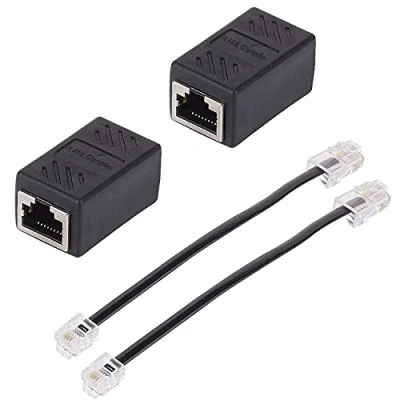 Abbildung von RJ45 Ethernet Splitter,RJ45 Netzwerk Splitter Kabel,RJ45 Buchse auf RJ11 Stecker Adapter für Kabel Extender,2Pack schwarzes