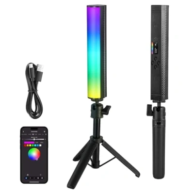 Abbildung von NEEWER RGB Lichtstab mit Tischstativ, APP gesteuerter magnetischer Hand Fotografie Video Handlichtstab, 2500K 8500K dimmbar CRI95+ 17 Szenen Vollfarb LED Tube Bar für Vlog, 2550mAh Akku TL21C