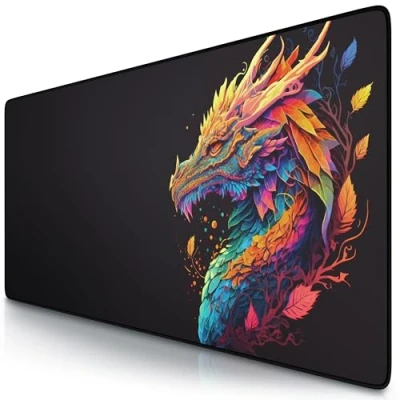 Abbildung von TITANWOLF XXL Speed Gaming Mauspad 900 x 400mm Mousepad Tischunterlage Large Size verbessert Präzision und Geschwindigkeit Dragon