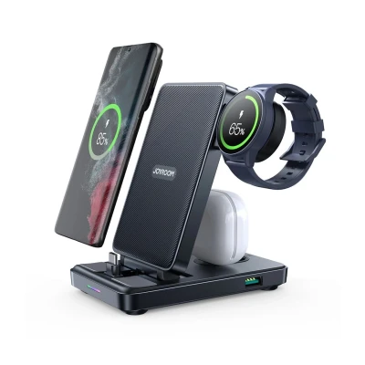 Abbildung von JOYROOM Foldable JR WQS01 USB C 4in1 Ladestation faltbar Ladegerät Schwarz Akku