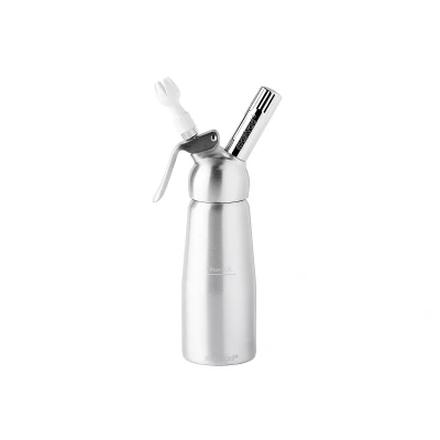 Abbildung von MASTRAD 0,5 l Siphon Sahne Saucen Chantilly Hot oder Cold Foams Abnehmbarer Kopf Ultrabeständiges eloxiertes Aluminium Ergonomisch Lieferung mit 3 Düsen und Reinigungsbürste, 8 x 30 cm