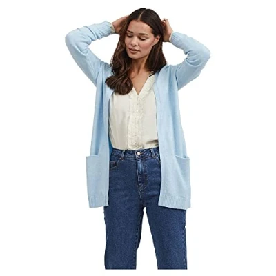 Abbildung von Vila Damen Viril Open L/S Knit Cardigan Noos Strickjacke, Kentucky Blue, L