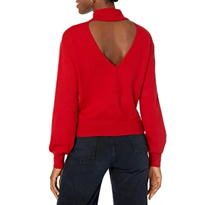Abbildung von The Drop Damen Jaclyn Pullover mit Rückenausschnitt und Stehkragen, Feuerrot, 5XL Große Größen