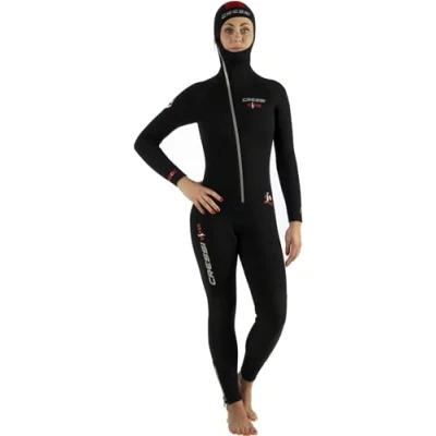 Abbildung von Cressi Women&#039;s Diver Lady Monopiece Wetsuit Tauchanzug, Schwarz/Rot, M/3