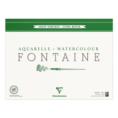 Abbildung von Clairefontaine 96432C Malblock, 4 seitig verleimt Aquarellpapier Grobkorn Torchon, Fontaine/Hadern, 42 x 56 cm, 25 Blatt, 300 g Packung, weiß