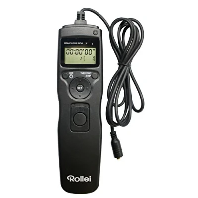 Abbildung von Rollei Kabelfernauslöser für Fuji erlaubt die Fernauslösung, Langzeitbellichtungen, Serienbild und Zeitintervall Aufnahmen Ihrer DSLM/ DSLR Kamera, LCD Display beleuchtet schwarz