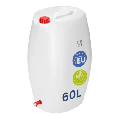 Abbildung von Garronda Kanister 60L Wasserkanister mit Hahn BPA frei Wassertank Weiß GD 0083 (1 St), für Lebensmittel und Chemikalien