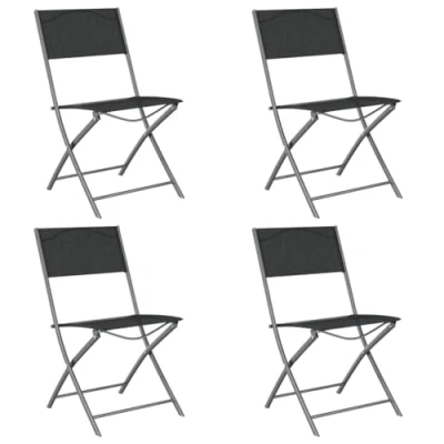 Abbildung von vidaXL 4X Gartenstuhl Gartenstühle Terrassenstuhl Balkonstuhl Garten Essstuhl Klappstuhl Stuhl Stühle Klappbar Schwarz Stahl Textilene