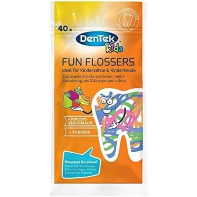 Abbildung von DenTek Zahnseide Stick Kids Fun Flossers Sticks 40er Pack Kinder Mundpflege, mit Frucht Geschmack