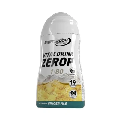 Abbildung von Best Body Nutrition Vital Drink ZEROP Ginger Ale, Original Getränkekonzentrat Sirup zuckerfrei, 1:80 ergibt 19 Portionen Fertiggetränk, 48 ml