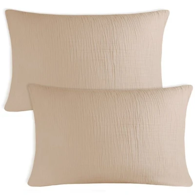 Abbildung von Blumtal Musselin Kissenbezug 40x80 cm im 2er Set Oeko TEX zertifiziertes Kopfkissen Bezug 40 x 80 100% Baumwolle Kopfkissenbezug Taupe