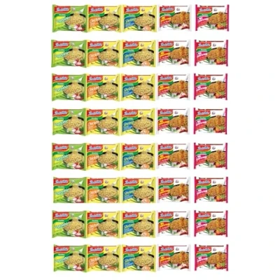 Abbildung von INDOMIE, Instant Nudeln Box, 5 verschiedene Sorten von Indomie Mi Goreng Pedas, Shrimps, Huhn, Gemüse Geschmack (40er Pack)