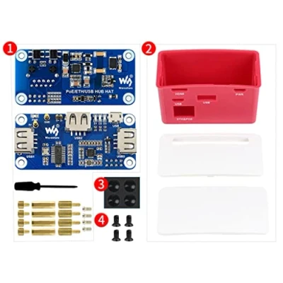 Abbildung von PoE Ethernet/USB HUB Box Compatible Raspberry Pi Zero Series, with PoE/ETH/USB HAT Inside, 802.3af Compliant, Includes 3X USB 2.0 Ports