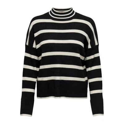 Abbildung von ONLY Damen ONLIBI L/S Highneck KNT NOOS Pullover, Black/Stripes:W. Whitecap Gray Melange, XXL