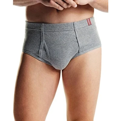 Abbildung von Hanes Herren Unterwäsche Slips Pack, mittelhohe Taille, feuchtigkeitsableitend, 6er Grau, L(Packung 6)