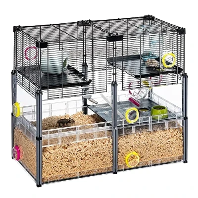 Abbildung von Hamsterheim, Mäusekäfig MULTIPLA Hamster Crystal, aus Metallgitter und recyceltem Kunststoff, mit Zubehör, Modularer