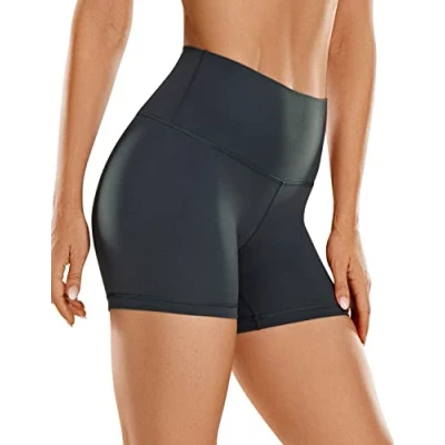 Abbildung von CRZ Yoga Womens Kurze Sporthose Laufshorts Sommer Radlerhose High Waist Fitness Shorts ButterLuxe 10cm Melanit 36