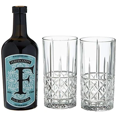 Abbildung von FERDINAND&#039;S G+T Highball Set 1x Saar Dry Gin 50 cl + 2x Nachtmann Highland Diamond Glas Spirituose, (1 x 500 ml)