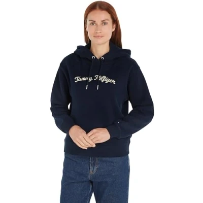Abbildung von Tommy Hilfiger Damen Hoodie mit Kapuze, Blau (Desert Sky), XXS
