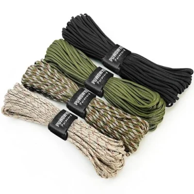 Abbildung von PUWOWYE 40m Paracord 4mm, 4 Stück 33ft Type III Schnüre Seil 7 Kern Strängen, Nylonseil aus reißfestem 100% Nylon, Hält bis zu 250kg, Ideal für Outdoor Survival Camping, 132ft
