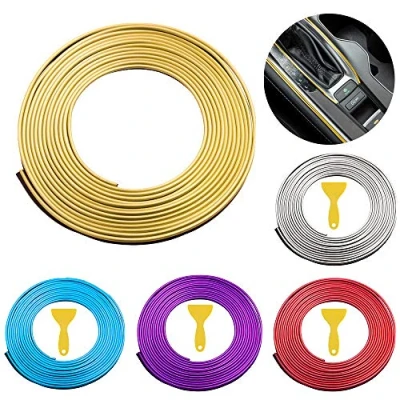 Abbildung von Auto Zierleiste Chrom Zierleisten Trim，5 Meters dekorativer Streifen Innenraum line universal Flexible Strip Trim，für Autos den Innen (gelb)