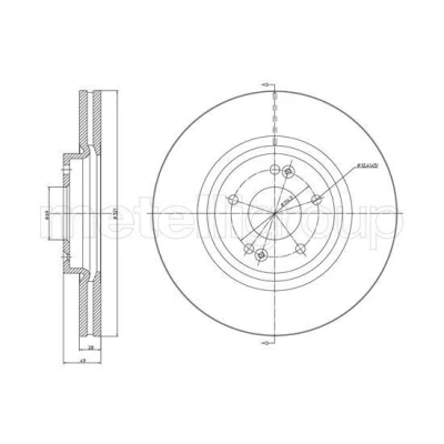 Abbildung von METELLI 23 0900C Bremsscheibe 321,0 28,0 5 69,0 Belüftet lackiert HYUNDAI: Santa FE 2, 3, Grand Fé, KIA: SORENTO 2