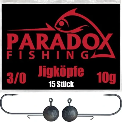 Abbildung von Paradox Fishing Jigköpfe Set 15x 10g 3/0 I Jig Köpfe Gummifisch mit Jighead für Gummifische Barsch Hecht Zander Angelzubehör