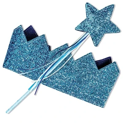Abbildung von PAPIERDRACHEN Prinzessin Kostüm Glitzerkrone mit Zauberstab in zwei verschiedenen Farben erhältlich, Glitzernde