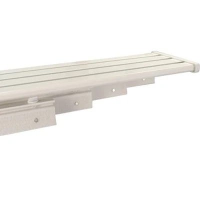 Abbildung von iso design Gardinenschienen Set weiß, Schiene vorgebohrt 4 läufig aus Aluminium mit Kunststoff Paneelwagen, 240 cm (mittig geteilt)