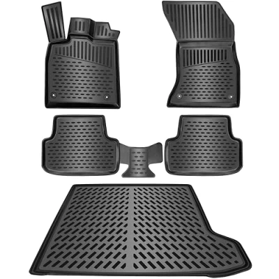 Abbildung von ELMASLINE 3D Gummimatten &amp; Kofferraumwanne Set für Mercedes E KLASSE W211 2002 2009 Limousine Zubehör Fußmatten Kofferraummatte
