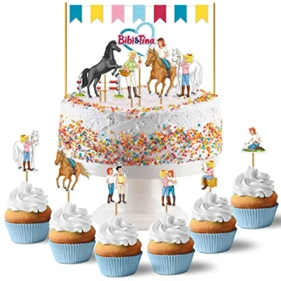 Abbildung von PAPIERDRACHEN Papierdekoration Cake Topper Kuchendekoration 19 teilig in verschiedenen Designs, Kuchenstecker für den Kindergeburtstag