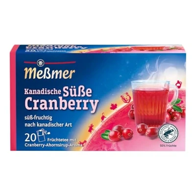 Abbildung von Meßmer Ländertee Kanadische Süße Cranberry 20 Teebeutel Glutenfrei Laktosefrei Vegan
