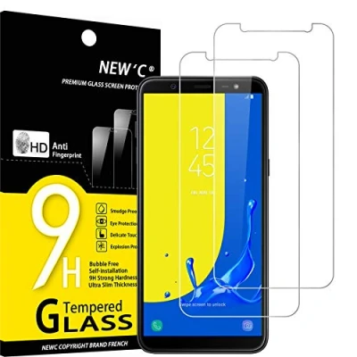 Abbildung von NEW&#039;C 2 Stück, Panzer Schutz Glas für Samsung Galaxy J6, J6 2018, Frei von Kratzern, 9H Härte, HD Displayschutzfolie, 0.33mm Ultra klar, Ultrabeständig