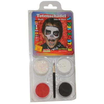 Abbildung von Eulenspiegel 204139 Motiv Set Totenschädel, 3 Farben, 1 Glitzer, Pinsel, Anleitung, für ca. 30 Masken, Karneval, Motto Party