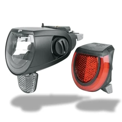 Abbildung von MonkeyLink SkyeLight 80 LUX CONNECT Beleuchtungsset fürs Fahrrad, Fahrradzubehör, innovative Magnethalterung, Rücklicht mit Bremslicht, winkelverstellbarer Frontscheinwerfer, StVZO Zulassung, Schwarz