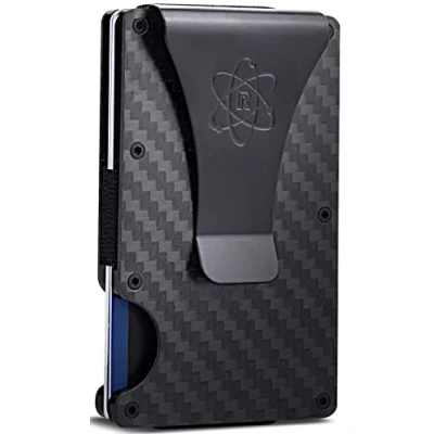 Abbildung von ROSSM Geldbörse mit RFID Schutz Kartenetui Herren aus Kohlefaser und Metall Geldklammer Gummiband Geldbeutel Slim Wallet for Men