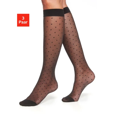 Abbildung von LASCANA Feinkniestrümpfe (Packung, 3 Paar) mit kleinem Punkt Design