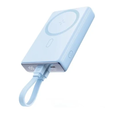 Abbildung von Joyroom JR PBM01 magnetische 10000mAh 20W Powerbank mit Ladestation + Lightning USB C Kabel blau