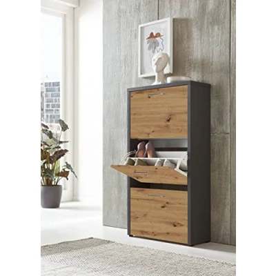 Abbildung von moebel dich auf Schukipper Lyon Schuhschrank Schuhregal (B/H/T): 61 x 115 25 cm (anthrazit/Artisan Eiche Nb.)
