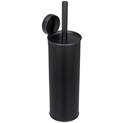 Abbildung von WENKO WC Garnitur &quot;Static Loc Modell Plus Pavia&quot;, aus Edelstahl Polypropylen Kunststoff, geschlossener Bürstenhalter zur Wandbefestigung ohne Bohren