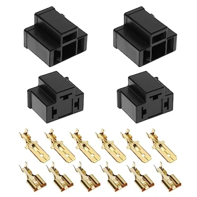 Abbildung von ECSiNG 4 Stück H4 Scheinwerfer Stecker Ersatz Birne Reparatur Halter 3 Pin Weiblich und Männlich Auto Zubehör