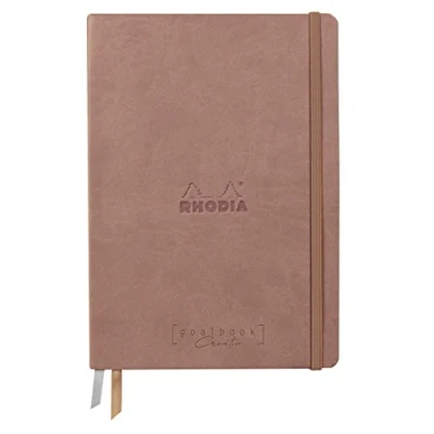 Abbildung von Clairefontaine Rhodia 194154C Rhodiarama, Goalbook Creation DIN A5 mit festem Umschlag, 50 Blatt Lavis technique weiß blanko 200g, Gummizugverschluss, 1 Stück, Rosenholz