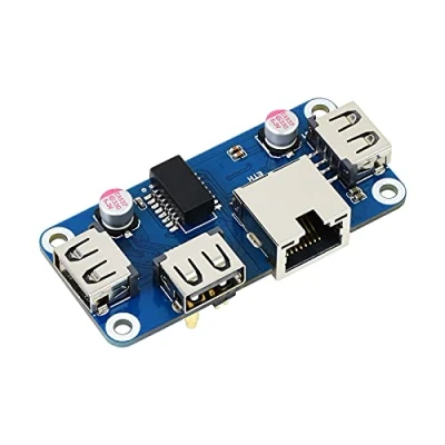 Abbildung von Ethernet/USB HUB HAT für Raspberry Pi 4 B/3 B+/3A+/2B/Zero/Zero W/Zero WH, mit 1x RJ45 10/100M Ethernet Port, 3X USB 2.0 Ports Kompatibel 2.0/1.1