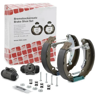 Abbildung von FEBI BILSTEIN 37500 Bremsensatz, Trommelbremse Hinterachse mit Radbremszylinder, Zubehör, Anbaumaterial PEUGEOT: 206 Schrägheck