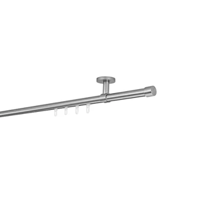 Abbildung von Gardinenstange Profil Deckenabstand 4cm Kappe, ondeco, Ø 20 mm, 1 läufig läufig, Maßanfertigung, Bohren, verschraubt