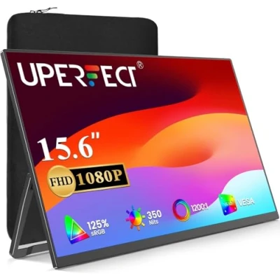 Abbildung von UPERFECT Portable Monitor, 15,6 Zoll Tragbarer Monitor Display 1920 * 1080P Full HD IPS 178 View mit HDMI/Typ C/OTG für Laptop/Handy/PC/Xbo/PS/Switch