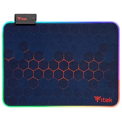 Abbildung von Itek E1 Gaming Mauspad, RGB, 350 x 250 3 mm, höchste Präzision, waschbar, rutschfest, Premium Materialien, RGB Beleuchtung mit 12 Modi Schwarz Rot, ITMPE1RGBL, L